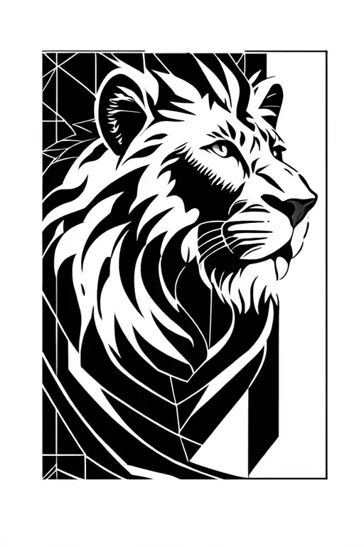 Lion Geo Symteric Shapes Tatto