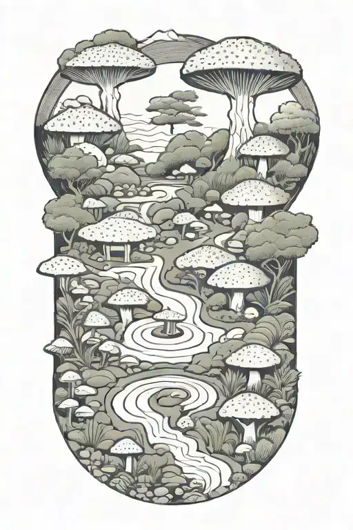 Japanese Rock Garden With Local Mushrooms