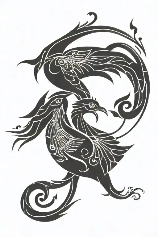A Phoenix Yin Yang Symbol Integrated