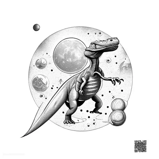 Dinosaur With Asteroid In The Background