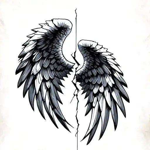 A Whole Angel Wing On One Side And A Broken On The Other