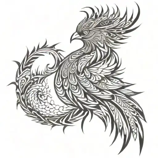 Phoenix With Fire Tail