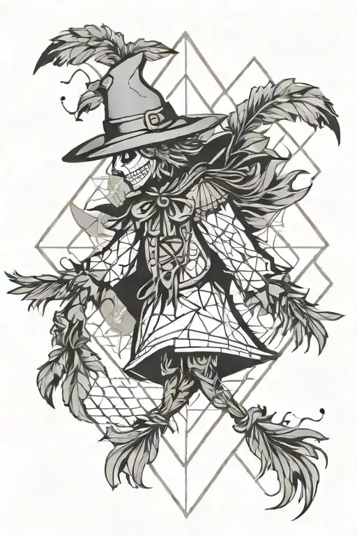 Pretty Scarecrow With Feathers Falling
