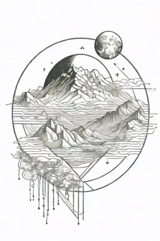 Big Moon And Mauntain