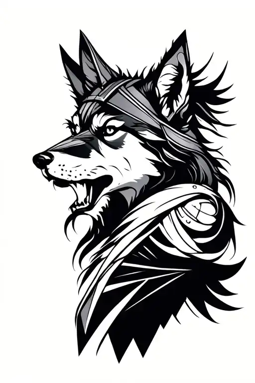 A Viking Woman And An Aggressive Wolf