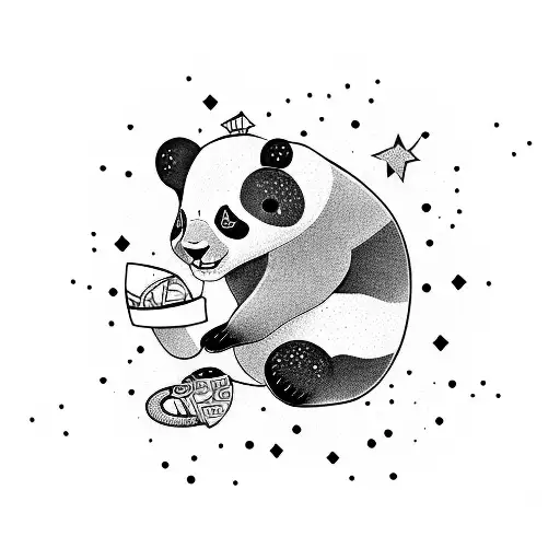 A Panda Surrounded By Stars