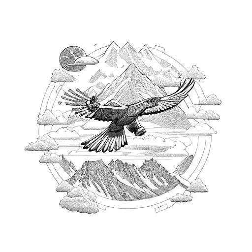 Eagle Flying Over Mountain