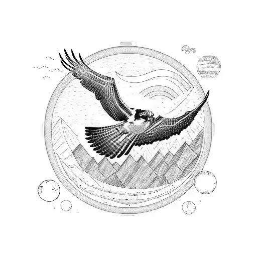 Osprey Portrait Planets Mountains Waves