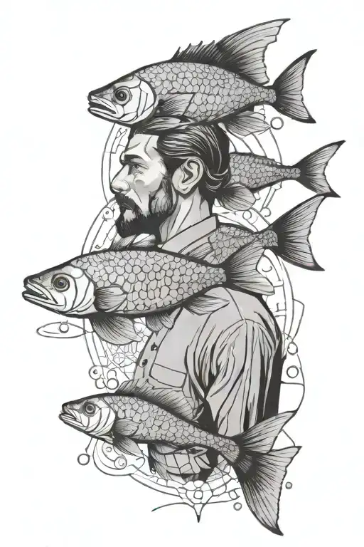 Create A Tattoo Featuring A Physician Surrounded By Fish From The Santos City Portal