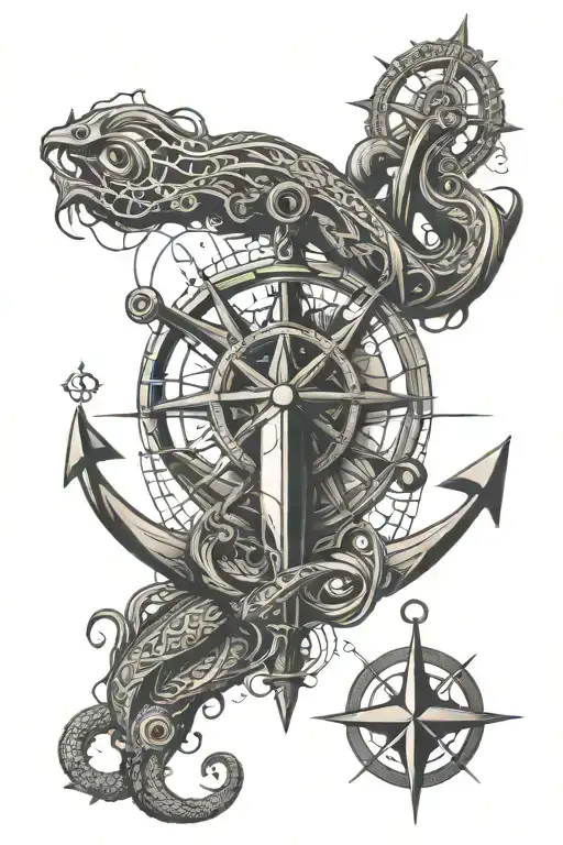 Kraken Compass And Anchor