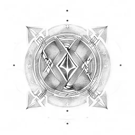 Nordic Runes Art With Gungnir In Te Center
