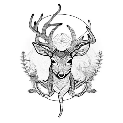 Combination Of Deer And Snake