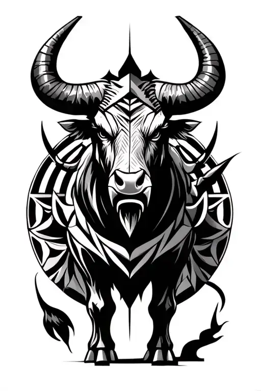 Symbolic Minotaur Mythic Theme On 2 Legs