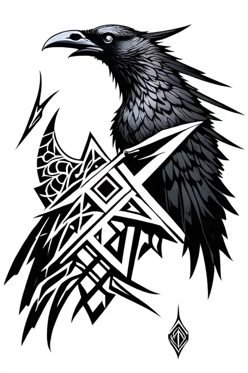 Valkyrie With Raven Of Odin