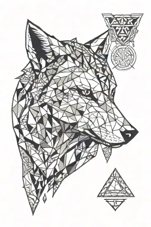 Geometric Wolf With Zelda Triforce