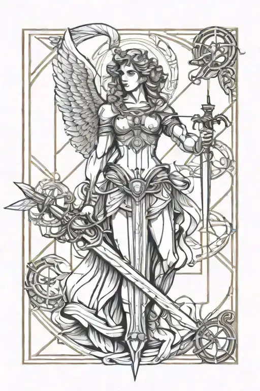 Libra Zodiac Sign And Angel Holding A Sword