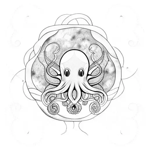 Octopus Moon Goddess Music Paint Wildstrawberryes