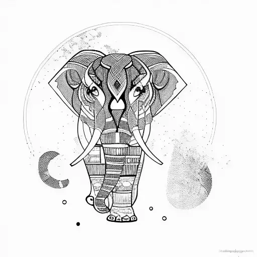 An Elephant Head Thin Lines