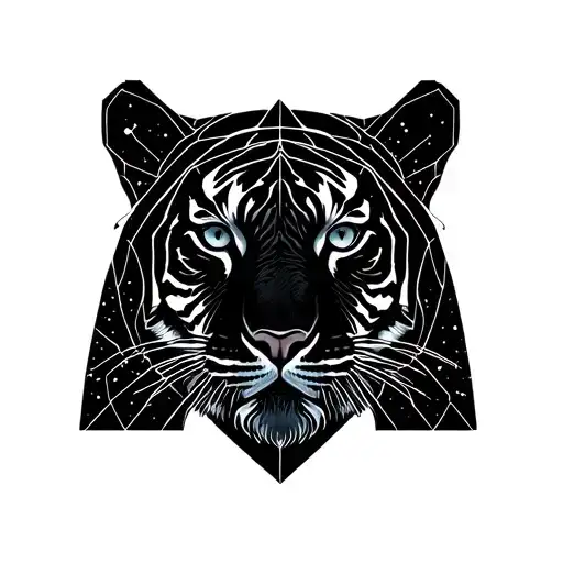 Tiger Aloe Design But In Geometric With Constellations Background
