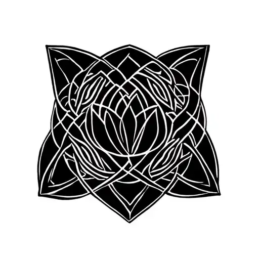 Lotus Celtic Knot Design But In Geometric Patterns