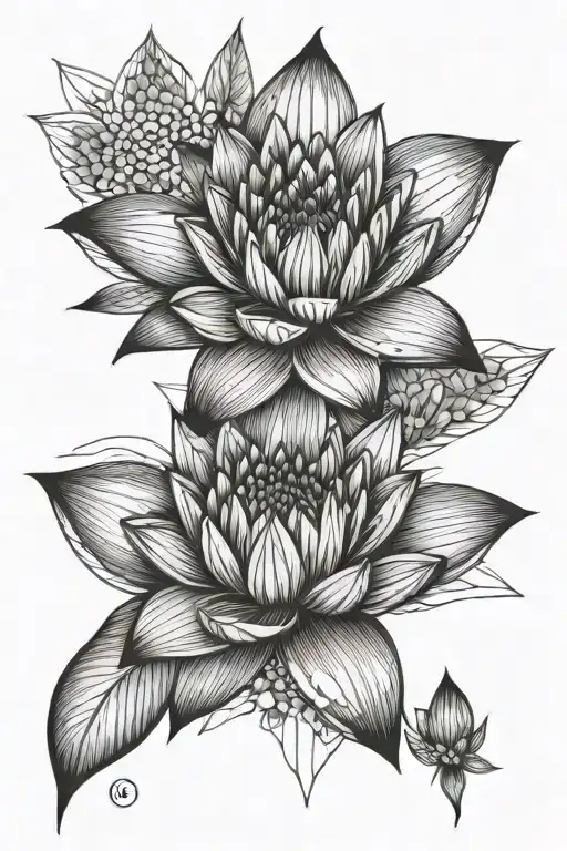 Water Lilly And Larkspur