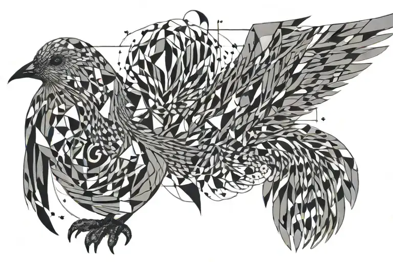 Dove With Stings In Its Beak That Becomes Music Sheet Rows With Musin Notes In It