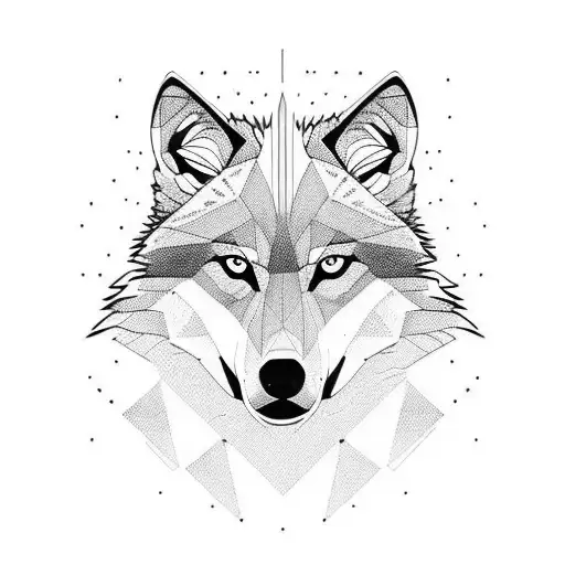 Wolf Futurista Minimalista Y Solo Con Lineas