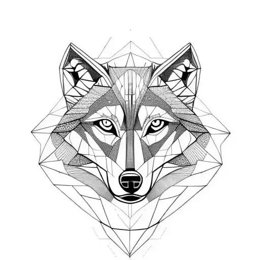 Wolf Futurista Minimalista Y Solo Con Lineas