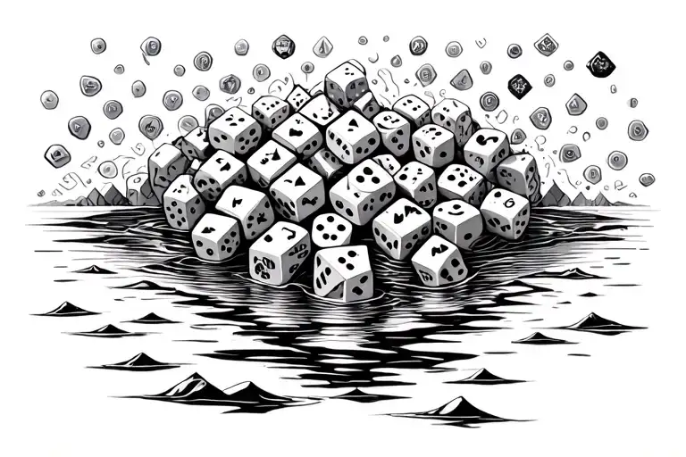 Many Dice Tumbling In A River