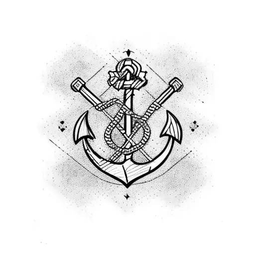 Anchor With A Chain Forming The Word Eder