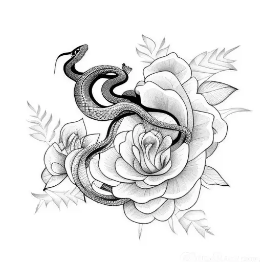 Snake Tattoo Flower