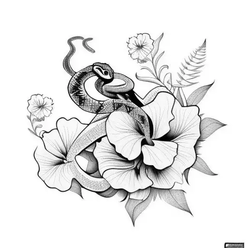 Snake Tattoo Hibiscus