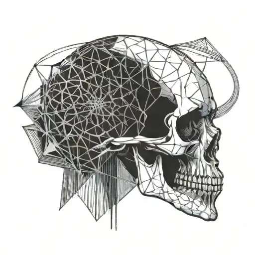 Skull With Finger In Front Of Mouth And Dart In The Background