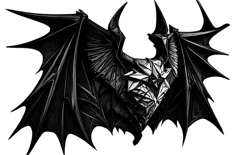 Wide Bat Spreading Wings Gothic Y2k Cybersigilism Tramp Stamp