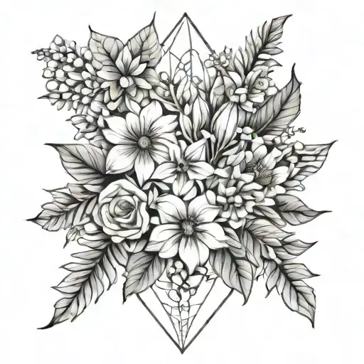 December September Birth Month Flower Bouquet Fine Line