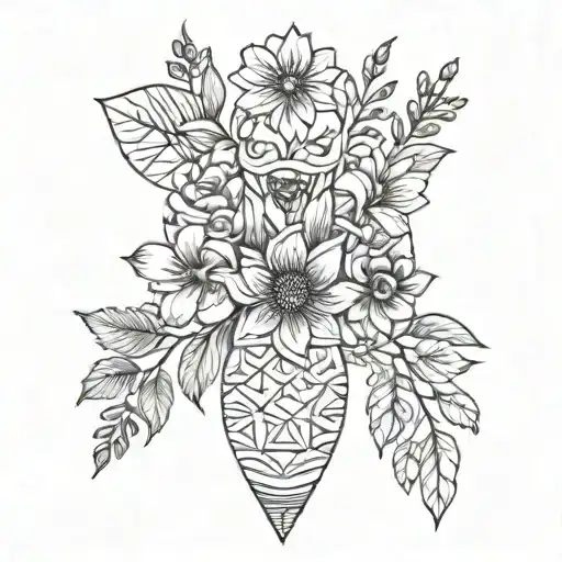 December September Birth Month Flower Bouquet Fine Line Minimalist