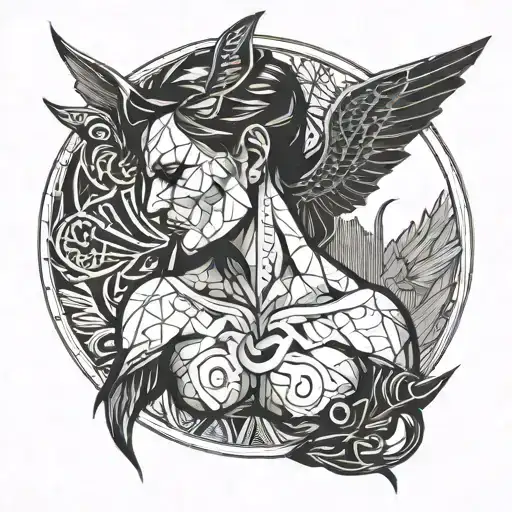 Half Angel Half Demon Looking Up At A Soul