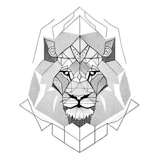 Geometric Lion With Eagle
