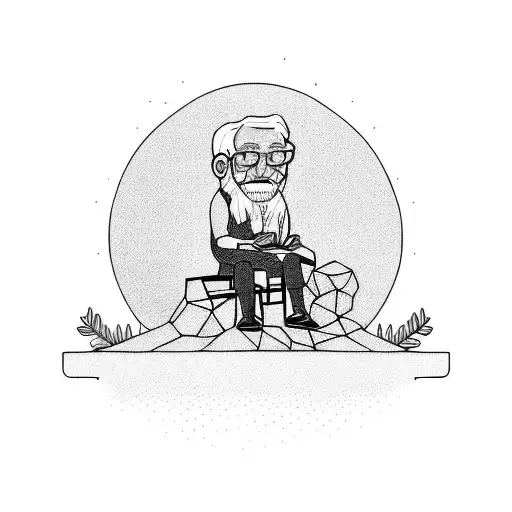 Old Man Sitting Under The Tree