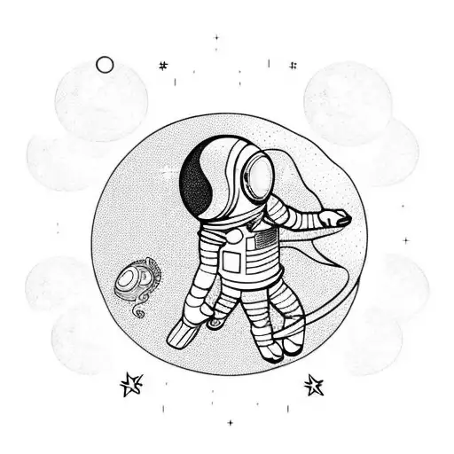 Astronaut Trying To Touch The Moon Being Pulled Down By A Tentacle