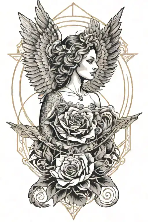 Venus Rose Symbol Incorporated With Ethereal Angel