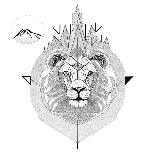 Lion Lamb Time Machine And Mountains