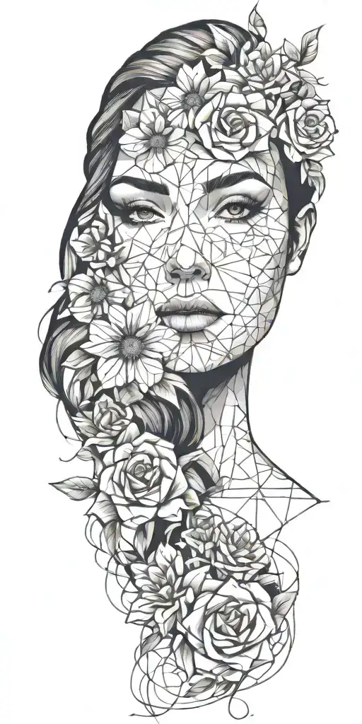 Flowers Surrounding Women Face