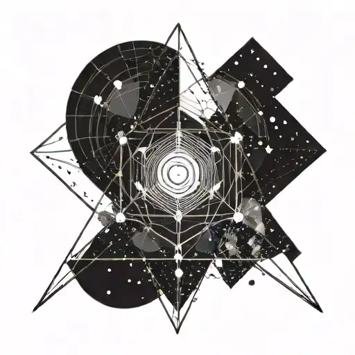 Golden Ratio Symbol Intertwined With Galaxy