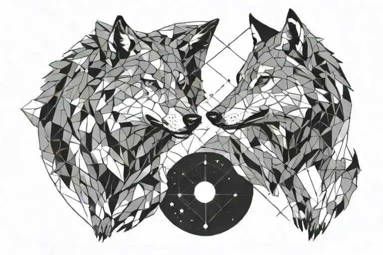 Two Wolves Chasing Each Other In Space