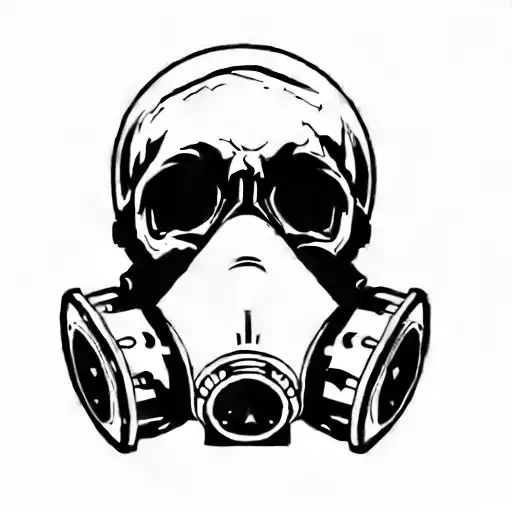 A Skull With A Gas Mask