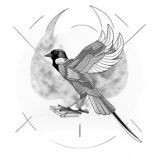 A Magpie Which Its Wings Are Color Palettes