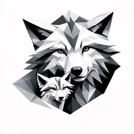 Wolf And Baby Wolf Origami