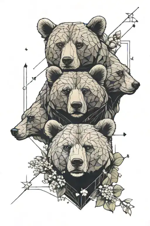 2 Bears With Lily Of The Valley And The Constellation Of Taurus