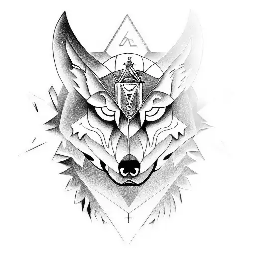 Moon Masonic Emblem Wolf